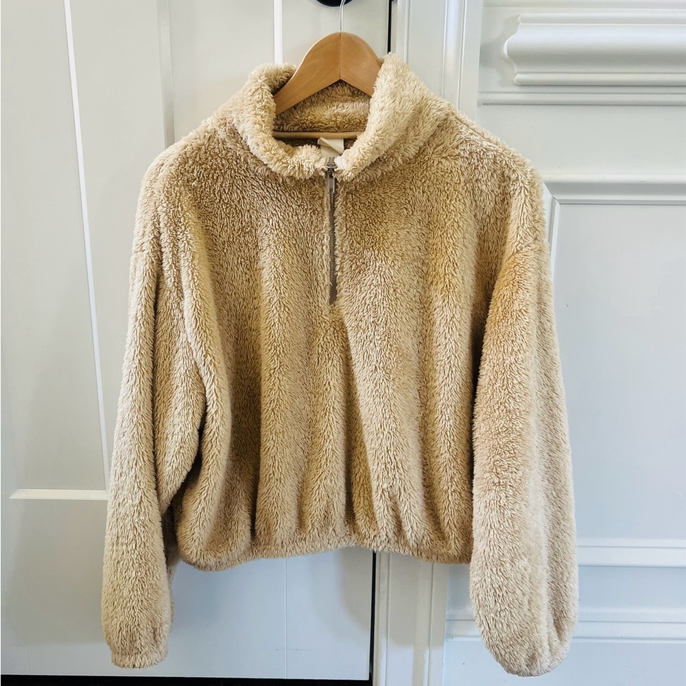 H&M Half Zip Teddy faux Fur Fleece Pullover Jacket size S